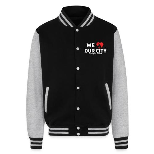 We love our city -white logo - Unisex College Sweat Jacket