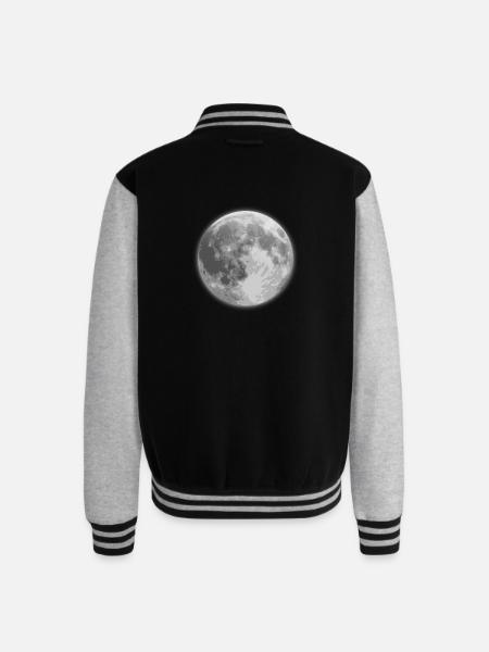 Lune - Veste universitaire unisexe en molleton - bleu paon/gris chiné