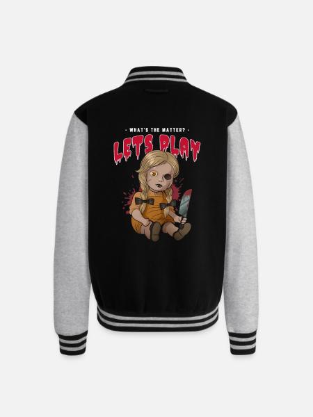 Halloween Doll - Unisex College Sweat Jacket - black/heather grey