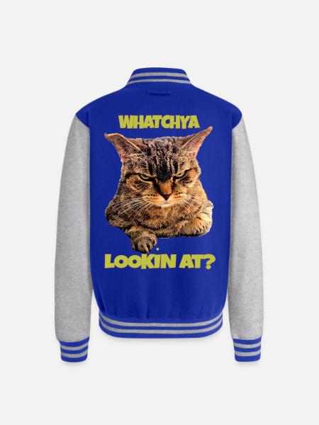 Whatchya Lookin At Cat - Unisex College Sweat Jacket - royal/heather grey