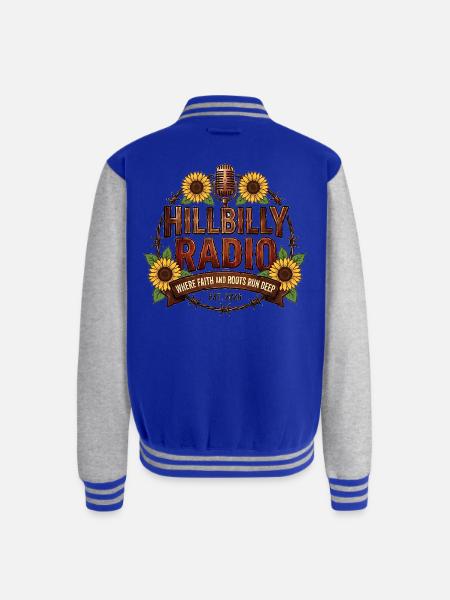 Hillbilly_Radio_Logo_Sunflowers - Unisex College Sweat Jacket - royal/heather grey