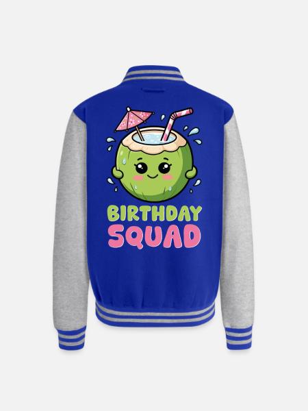 Birthday Coconut Squad - Unisex College Sweat Jacket - royal/heather grey