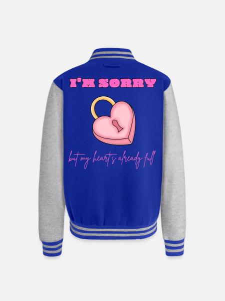 Pink Heart Lock Apology - Unisex College Sweat Jacket - royal/heather grey