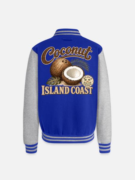 Coconut Island Coast Design - Unisex College Sweat Jacket - royal/heather grey
