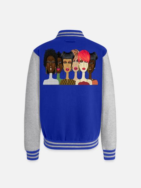 "United – Bold & Beautiful Women Art" - Unisex College Sweat Jacket - royal/heather grey