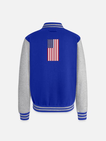 USA Flag, vertical - Unisex College Sweat Jacket - royal/heather grey