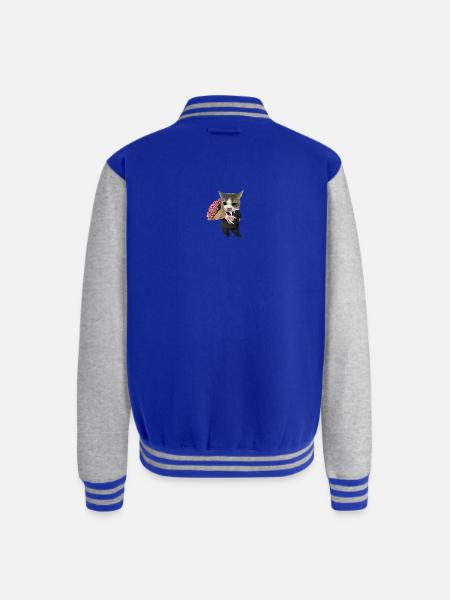 Cat in Suit with Bouquet - Unisex College Sweat Jacket - royal/heather grey