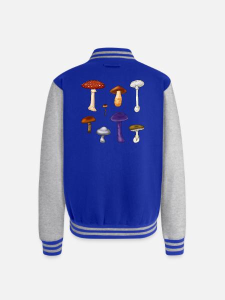 Poisonous Mushrooms - Unisex College Sweat Jacket - royal/heather grey