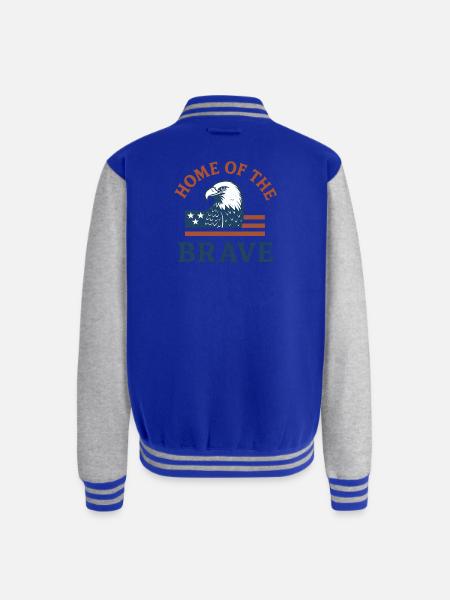 Patriotic Eagle with Bold Text - Unisex College Sweat Jacket - royal/heather grey