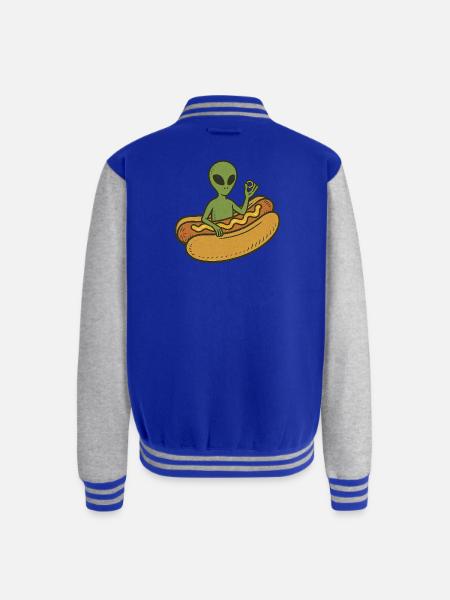 Alien Hot Dog Casual Illustration - Unisex College Sweat Jacket - royal/heather grey