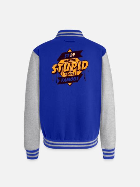 STOP_MAKING_STUPID_PEOPLE_FAMOUS UNIQUE T SHIRT - Unisex College Sweat Jacket - royal/heather grey