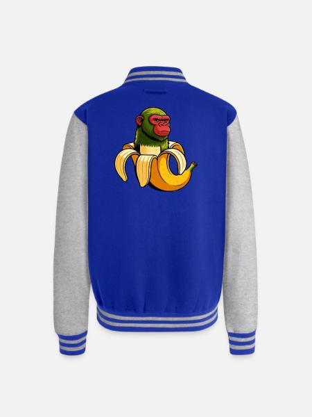 Chimpanzini Bananini Italian Brainrot Meme Art - Unisex College Sweat Jacket - royal/heather grey