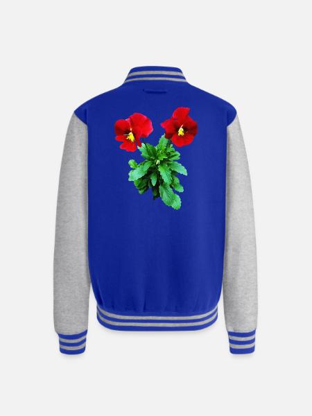 Red Pansy Duo - Unisex College Sweat Jacket - royal/heather grey