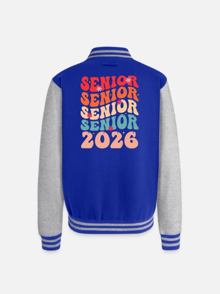 Senior Class 2026 Floral Rainbow - Unisex College Sweat Jacket - royal/heather grey