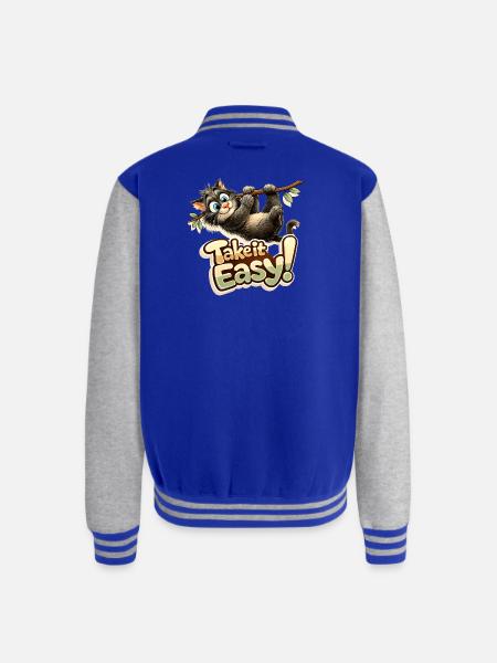 Take It Easy Sloth Graphic - Unisex College Sweat Jacket - royal/heather grey