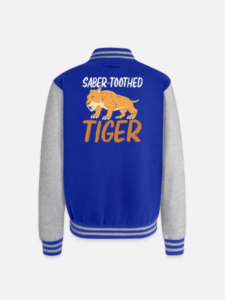 Prehistoric Smilodon Sabertooth Tiger - Unisex College Sweat Jacket - royal/heather grey