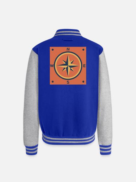 Retro Compass Rose Outdoor - Unisex College Sweat Jacket - royal/heather grey