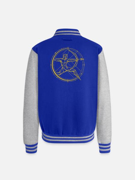 Geometric Vitruvian Circle - Unisex College Sweat Jacket - royal/heather grey