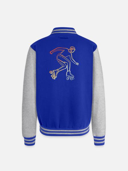 Roller Skater Sketch - Unisex College Sweat Jacket - royal/heather grey
