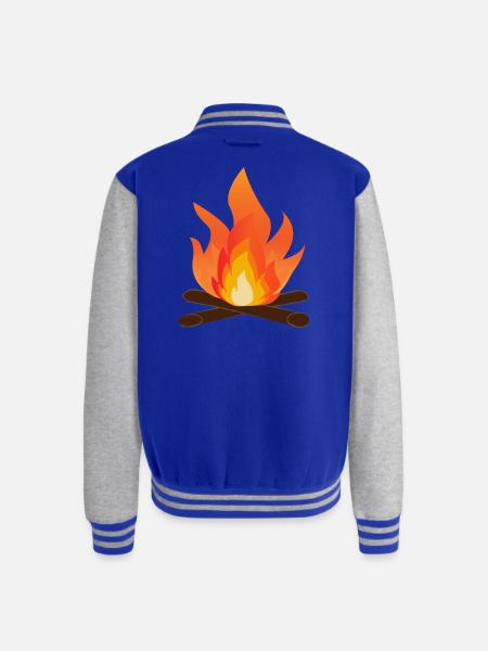 Bonfire Glow Campfire Flame Art - Unisex College Sweat Jacket - royal/heather grey