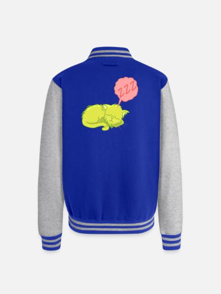 Lime Neon Sleepy Cat - Unisex College Sweat Jacket - royal/heather grey