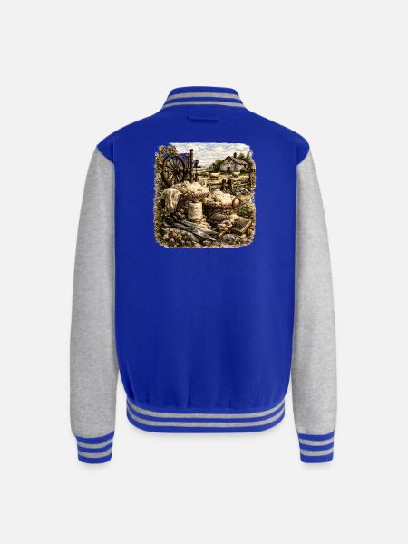 Rustic Wool Spinning Farm - Unisex College Sweat Jacket - royal/heather grey