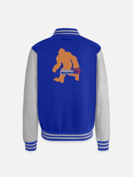 Lumberjack Bigfoot Chainsaw - Unisex College Sweat Jacket - royal/heather grey