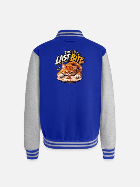 The Last Bite Cat Pizza - Unisex College Sweat Jacket - royal/heather grey