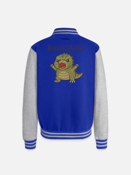T Rex Funny Dinosaur Cartoon - Unisex College Sweat Jacket - royal/heather grey