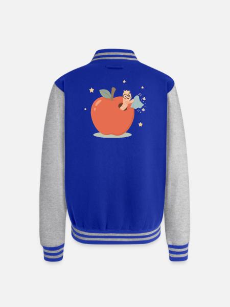 Funny bookworm cleaning house - Unisex College Sweat Jacket - royal/heather grey