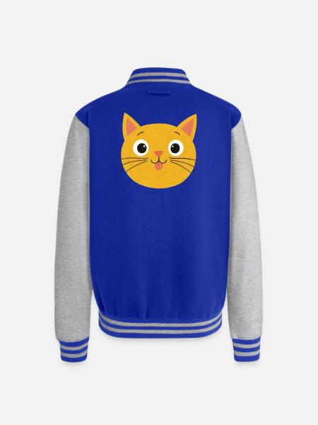 Sunny Whiskers Cat Face - Unisex College Sweat Jacket - royal/heather grey