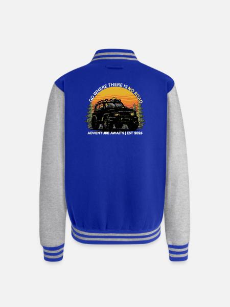 GO_WHERE_THERE_IS NO ROAD - Unisex College Sweat Jacket - royal/heather grey