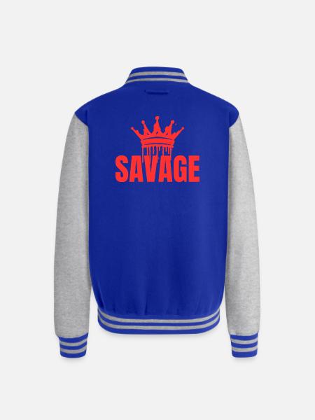 Savage - Unisex College Sweat Jacket - royal/heather grey
