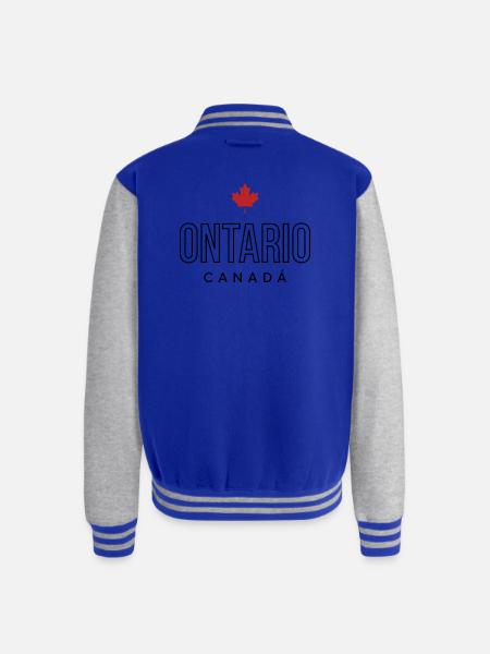 Maple Leaf Emblem on Bold Text - Unisex College Sweat Jacket - royal/heather grey