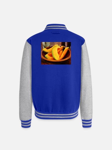 Slices of Cantaloupe - Unisex College Sweat Jacket - royal/heather grey