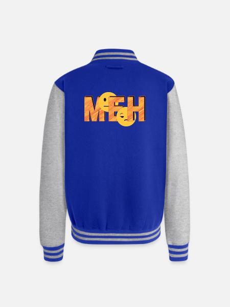 Meh on Striped Word - Unisex College Sweat Jacket - royal/heather grey