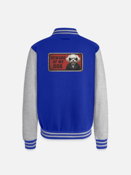 Beware of my dog - Unisex College Sweat Jacket - royal/heather grey