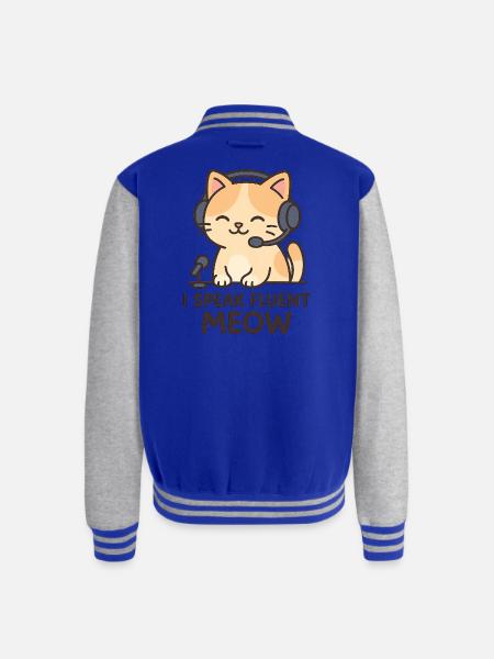 I Speak Fluent Meow - Unisex College Sweat Jacket - royal/heather grey