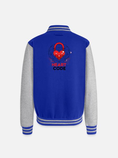 a-geometric-lock-shape-with-a-smooth-red-heart- - Unisex College Sweat Jacket - royal/heather grey