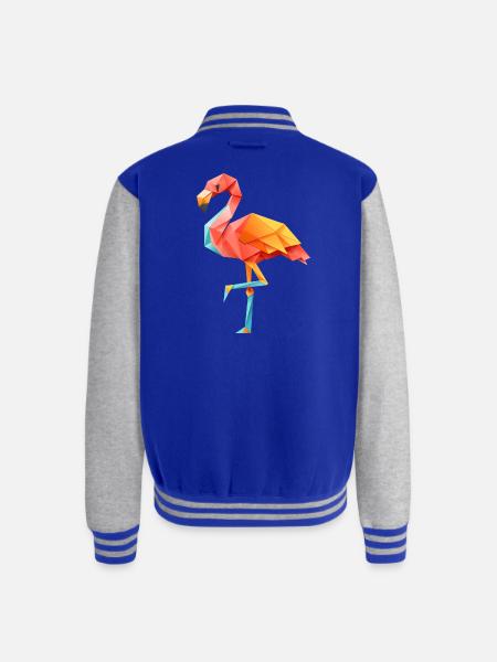 Flamingo Sunset - Unisex College Sweat Jacket - royal/heather grey