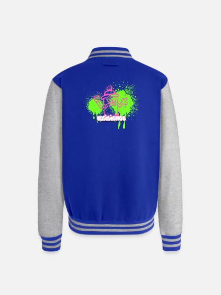 Neon Graffiti Spray Can Character - Unisex College Sweat Jacket - royal/heather grey