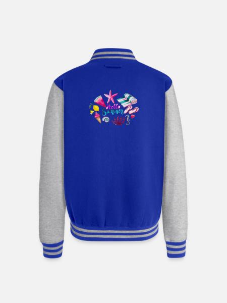 Vibrant Summer Beach Pattern - Unisex College Sweat Jacket - royal/heather grey
