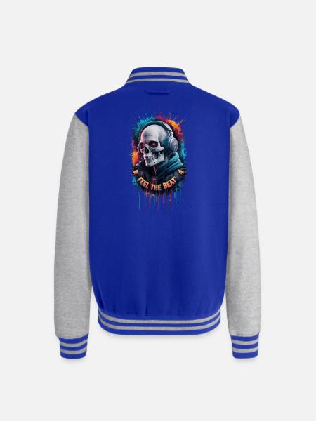 Skull Beats Neon Splash - Unisex College Sweat Jacket - royal/heather grey