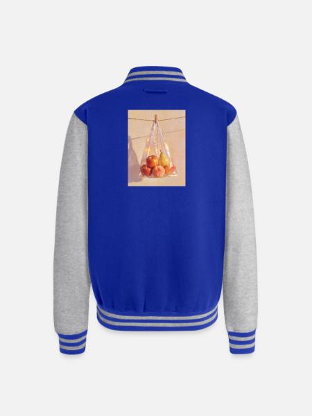 Sunlit Plastic Fruit Still Life - Unisex College Sweat Jacket - royal/heather grey