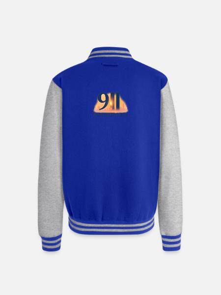 911 Remembrance Candle Skyline Design - Unisex College Sweat Jacket - royal/heather grey