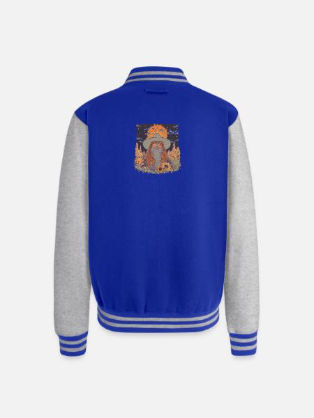 Mystic Sunflower Dreamer Illustration - Unisex College Sweat Jacket - royal/heather grey