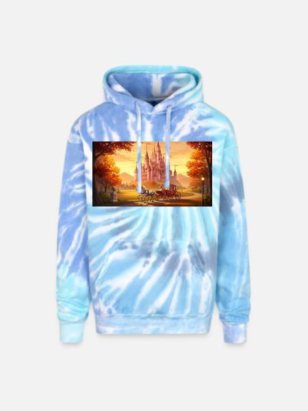 "A captivating digital painting - Adult Tie Dye Hoodie - blue lagoon