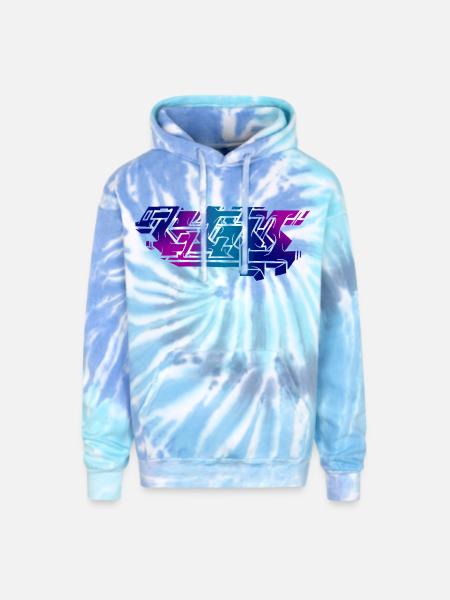 Graffiti Piece - Dark - Adult Tie Dye Hoodie - blue lagoon