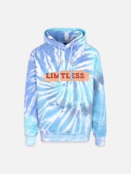 Limitless Potential Typography - Adult Tie Dye Hoodie - blue lagoon
