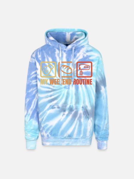 My Weekend Routine - Adult Tie Dye Hoodie - blue lagoon